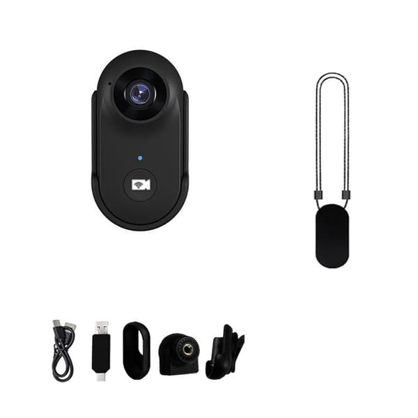 Black A100+ Thumb Action Camera Magnetic Kit - 1080P HD Pocket Vlog Camera, Compatible with various devices
