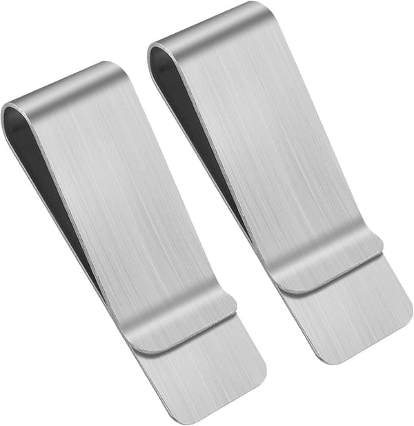 2 stk. Pengeclips i rustfrit stål, metal, slanke, seddelclips, sølv pung, seddelholder til mænd og kvinder