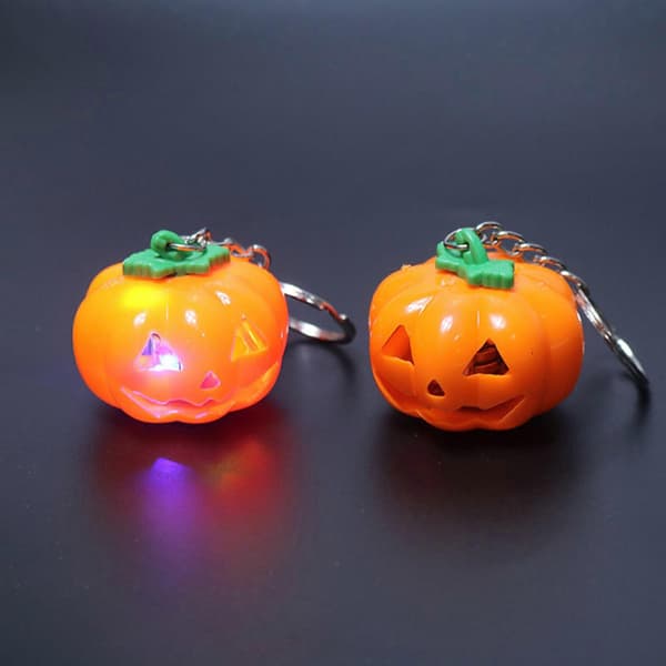 Halloween LED Græskar Nøgleringe Lysende Nøgleringe Legetøj Glødende Græskarlanterner