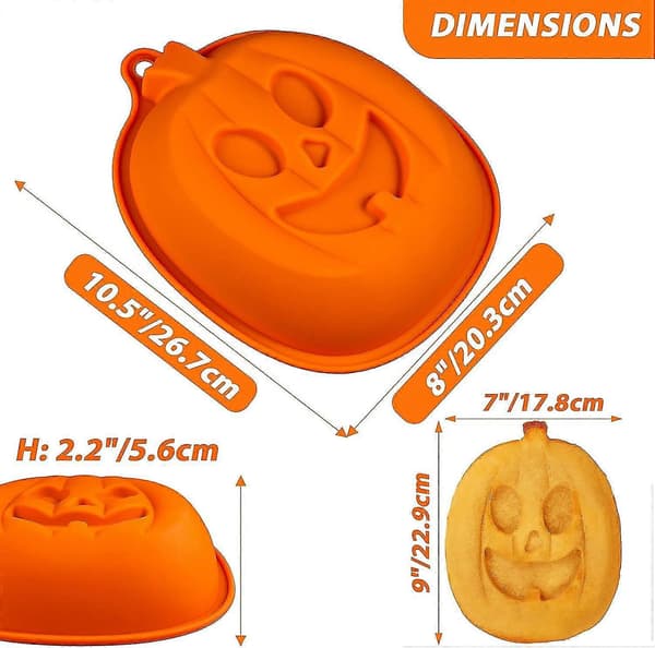 9 tommer græskar silikone kageform, non-stick Halloween kageform, gelé