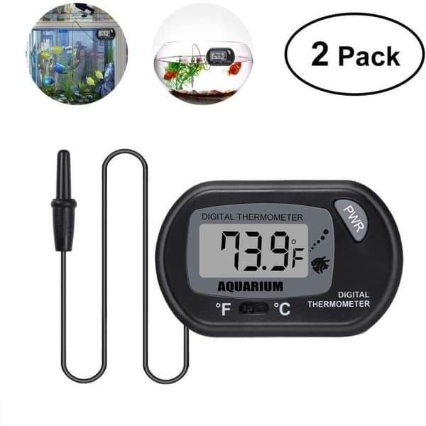 Digital LCD-sugkoppstermometer för akvarium/terrarium (svart) - 2 delar