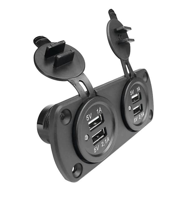 INF Dubbel USB-Billaddare med LED-ljus (panel med 2 uttag)