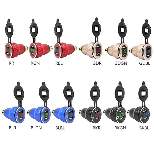 Bil UTV Hurtiglader 2 USB Motorsykkel 3.0 Splitter Strømuttak Laderadapter