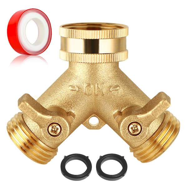 Brass Y-Hose Connector 3/4 inch - Garden Hose Splitter Model 2