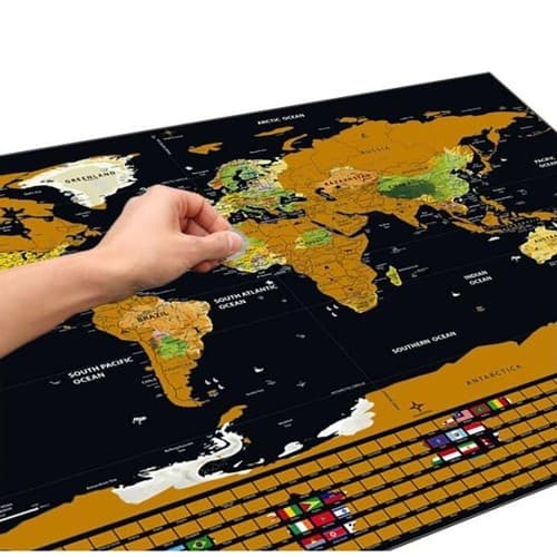 Kart med skrape / Scratch Map / Verdenskart - 82 x 59 cm