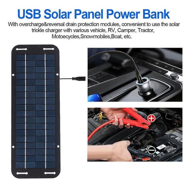 10W 12V Solpanel Kit Vattentät Utomhus Camping Batteriladdare Solpanel med USB Billaddare