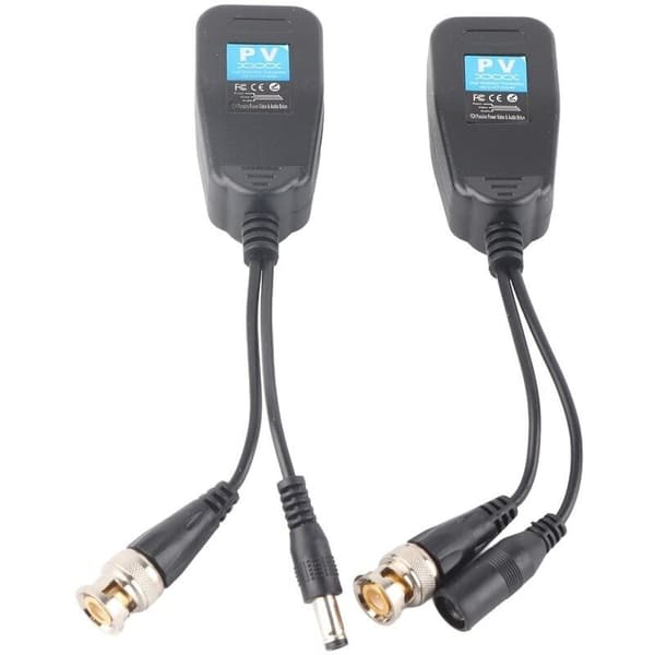 Passiv HD-CVI/TVI/AHD video balun med strømstik og RJ45 data sender