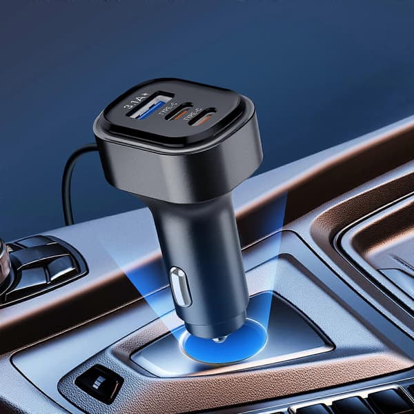 Billader 22,5W 3 USB-C + 3 USB Forlengelseskabel 1,5m, Svart
