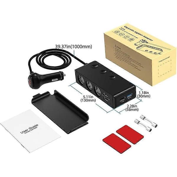 TR30 QC 3.0 Multifunksjonell 3 Sigarettenner Høy Effekt Billader