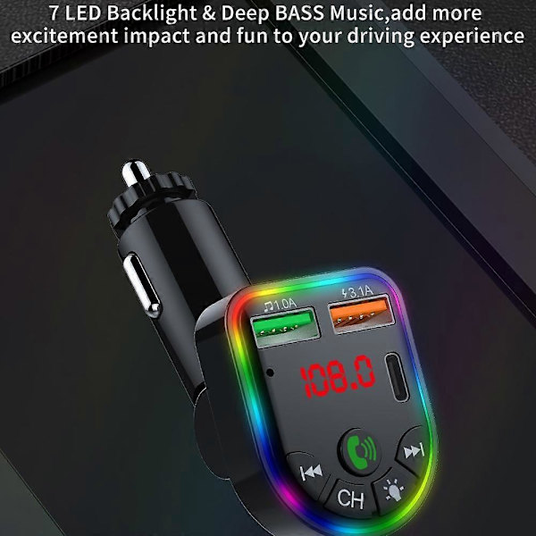 Typ A P20 Bil Bluetooth Handsfree Samtal Bil MP3 Ljud Digital Display USB Billaddare