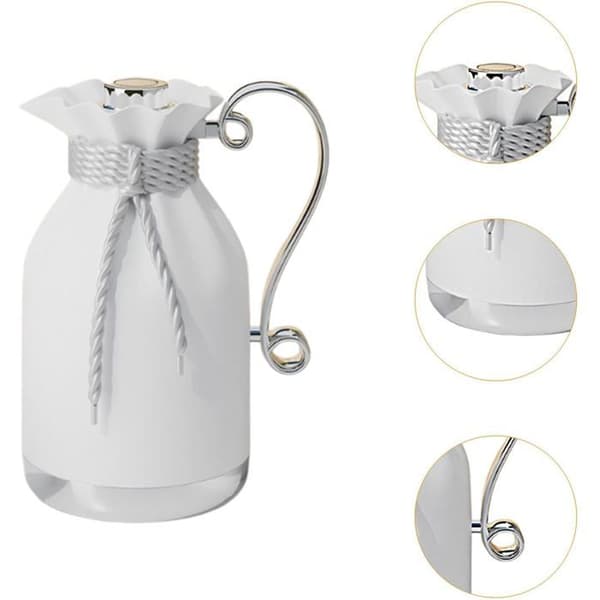 Kaffekande, tekande, 950 ml, isoleret, glaskedel, arabisk, til hjemmet, sammenkomster, helligdage, hvid