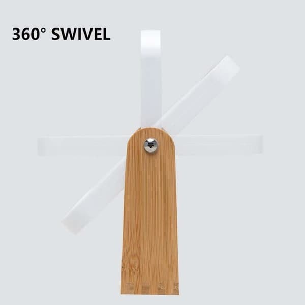 Makeup Mirror with Natural Bamboo Stand, 360 Degree Rotating Magnifying Mirror, White Rectangle (1x, 3x)