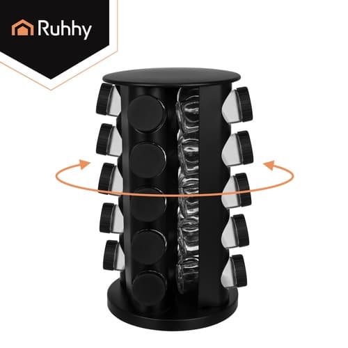 Rotating Spice Rack with Labels - 20 Jars