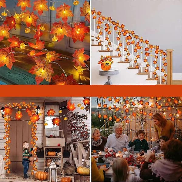 Halloween LED Ahornblad Græskarlygte