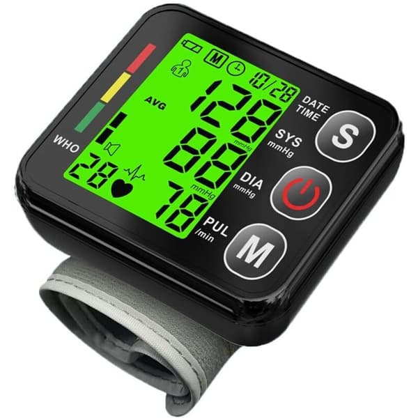 Håndledsblodtryksmåler. LED digitalt display håndledsblodtryksmåler med 2 x 99 hukommelse. Nøjagtig blodtryksmåler