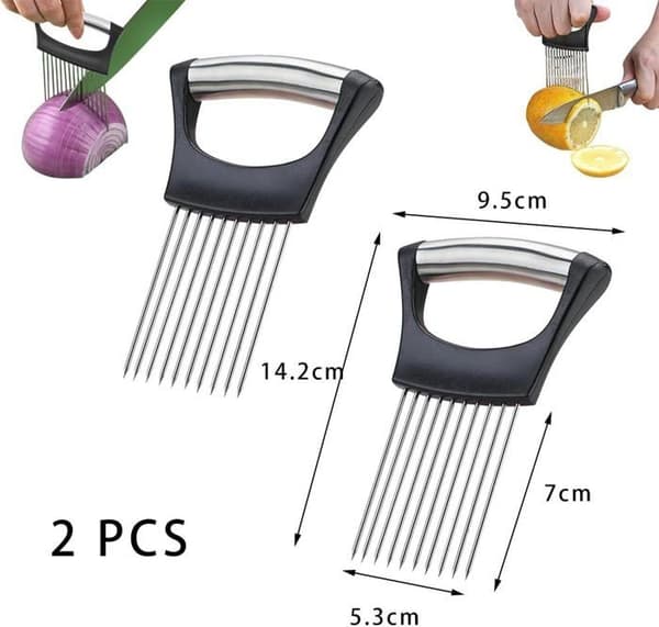 Upgraded Stainless Steel Onion Holder Onion Slicer Holder Multifunctional Wavy Cutting Knife Tool