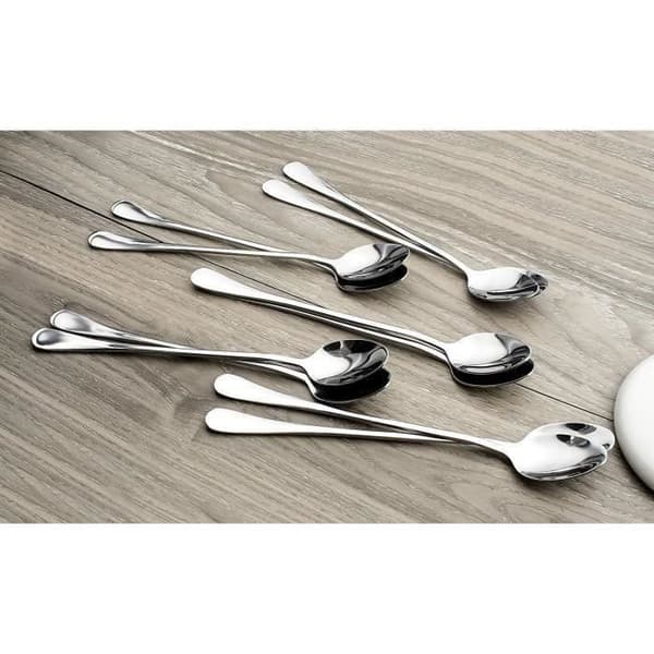 DASINKO Teskeer i rustfrit stål, langt skaft, ca. 19 cm, 10-pak ovale LBQ50