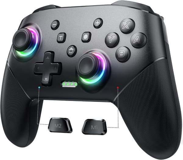 2026 Senaste Modell Switch Controller Trådlös, Pro Controllers Kompatibel med Switch Lite/OLED/PC, Enknapps-parning Gamepad med 9-Färgs RG