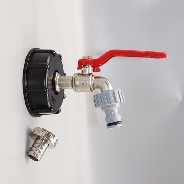 Ton Barrel Tilbehør IBC Tøndeforbindelse Messing Tøndetud Nippelhane Forbindelse - Messing S60*6 Variabel 4-punkts Hane Nippel + Isoleringsdæksel, 3 stk.
