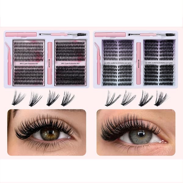 570 pcs DIY False Eyelashes Kit, Eyelash Extension, Volume Lashes Set with Glue and Tools