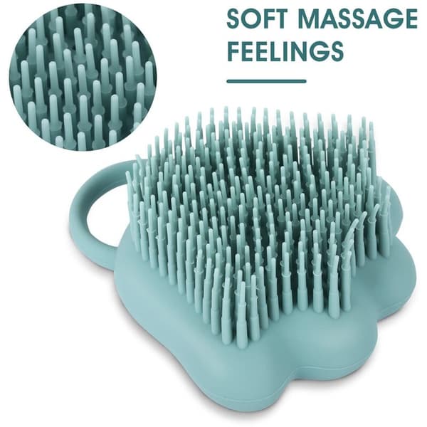 Badebørste til hunde og katte. Silikone shampoo- og massagedispenser til kort- og langhårede hunde og katte (blå poteform)