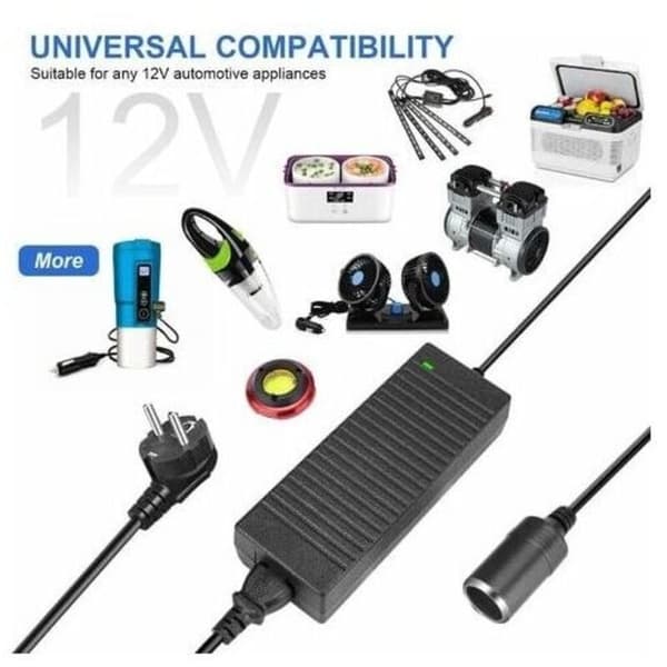 220V til 12V omformer. 120W sigarettennerpluggadapter. 10A AC til DC-adapter
