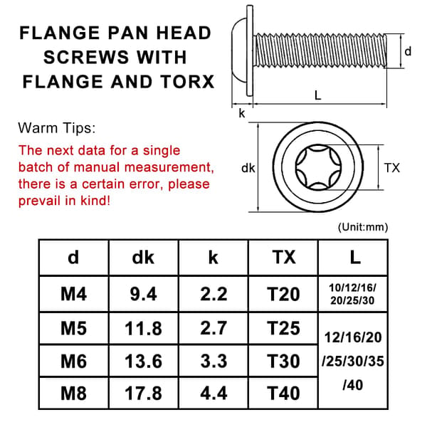 20 Pieces Dome Screws with Collar M6x20mm Torx Screws ISO 7380-2 Screws Collar Screws Stainless Steel A2 V2A Machine Screws Threaded Screw Fully Threaded