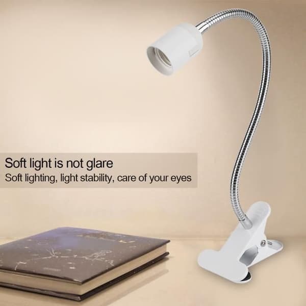 (Hvit) LED-skrivebordslampe med klemme - Dimbar - Fleksibel - Hvit - Metall + Plast - E27