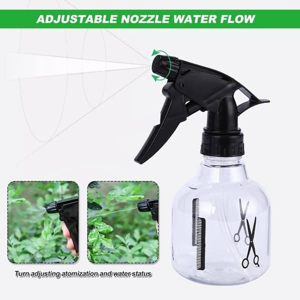 Sett med 2 tomme plastsprayflasker for hår, påfyllbare, med avtrekker, for hårstyling, reise, planter, 250 ml