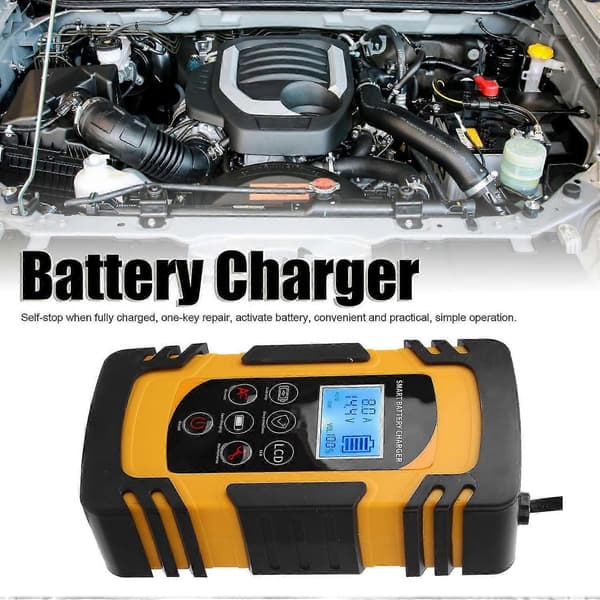 Professionel Smart Batterioplader Bilbatterioplader Tilbehør (Gul)