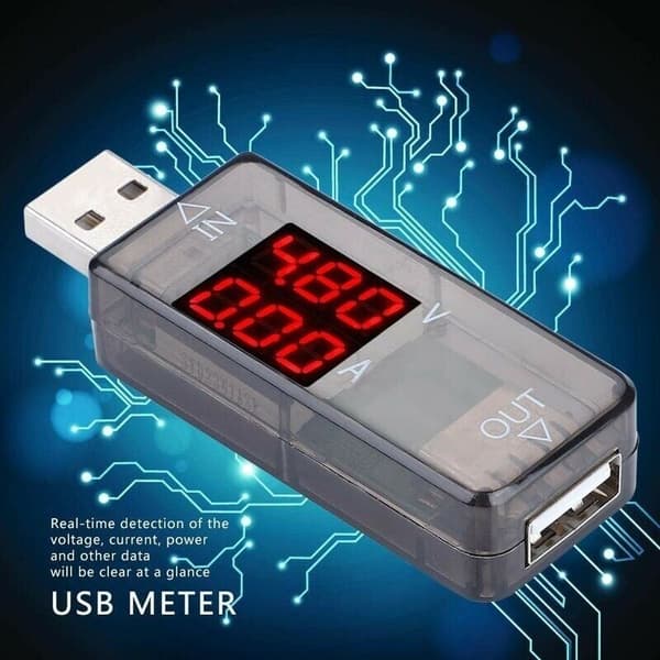 USB-tester multimeter. 3,2-10V 0-3A USB digital strøm- og spenningstestermåler voltmeter amperemeter 0,01 nøyaktighet multimeterlader