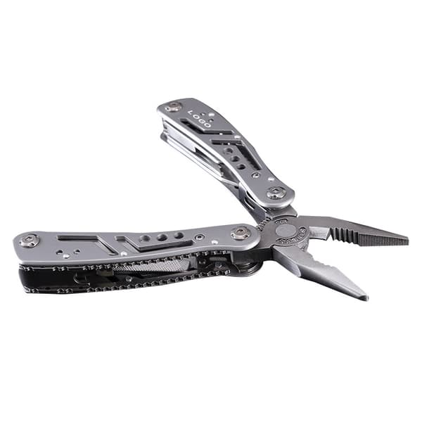Multifunksjonell tang Rustfritt stål camping sammenleggbar tang minikombinasjon-10,5*5,2cm, grå, 1 stk