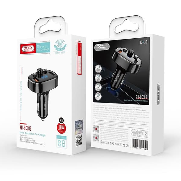 18W QC3.0 FM-sender Bluetooth MP3 Billader XO
