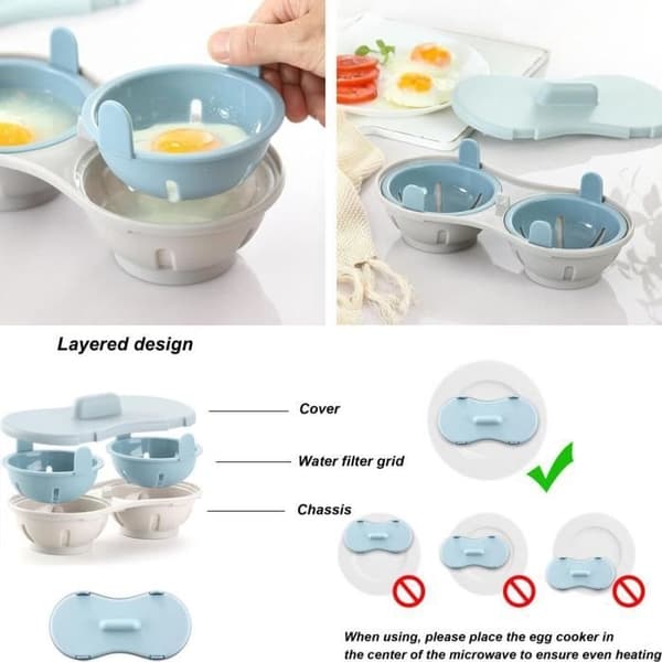 Microwave Egg Cooker, Double Cup Egg Cooker, Fried Egg Cooker, Steamed Egg Cooker, Egg Mold