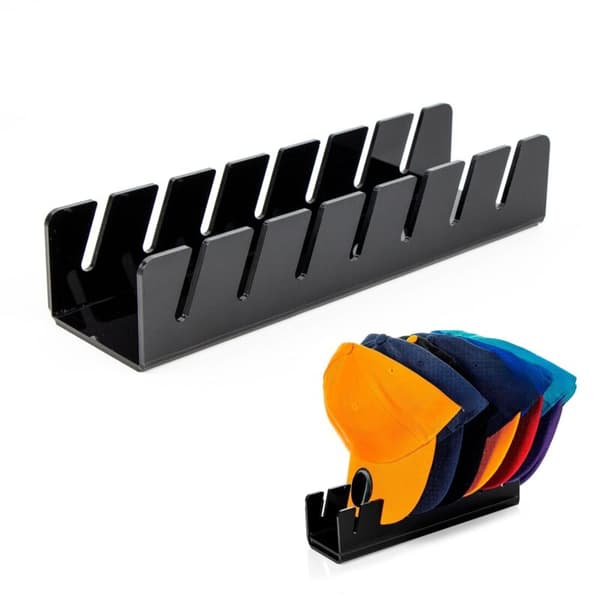 Baseball Cap Opbevaringsstativ - Baseball Cap Organizer i Akryl. Til Baseball Udstilling. Holder 7 Baseball Caps. Sort