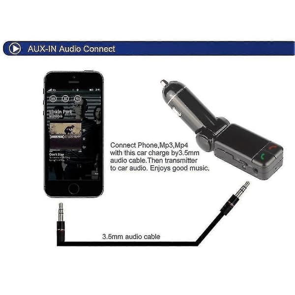 Bc06 MP3-soittimen autoadapteri LCD-näytöllä ja kahdella USB-autolaturilla