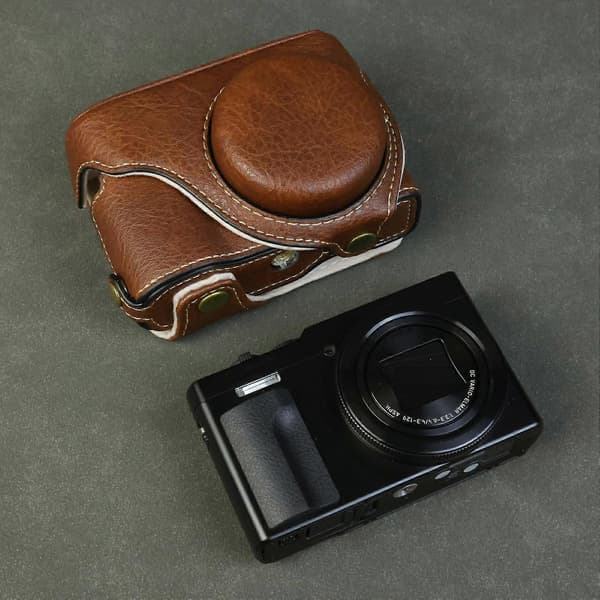 For Panasonic Lumix DMC-ZS99 DMC-TZ99 Camera Case Buffalo Texture PU Leather Protective Cover with S Espresso Coffee Espresso