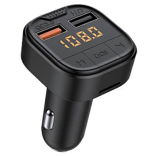FM-sender Bil MP3-spiller Siri Stemmeassistent QC3.0 Dobbel USB Hurtiglading Billader Bluetooth Håndsfritt Bilstett