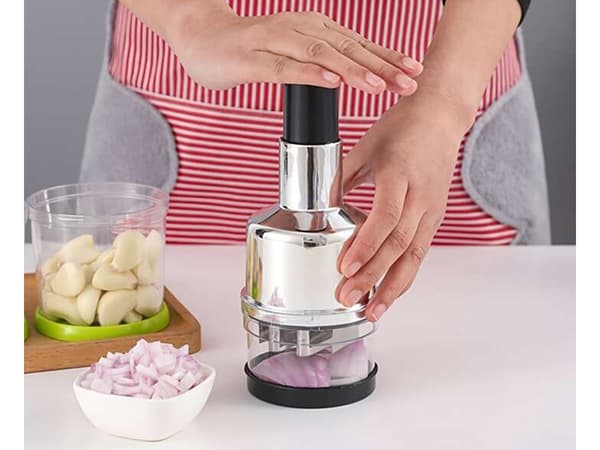 Garlic Chopper - Hand Chopper with Container for Vegetables and Fruits