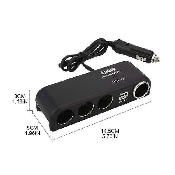 120W 12V/24V Bil Sigarettenner Splitter Lader Multifunksjon Billader