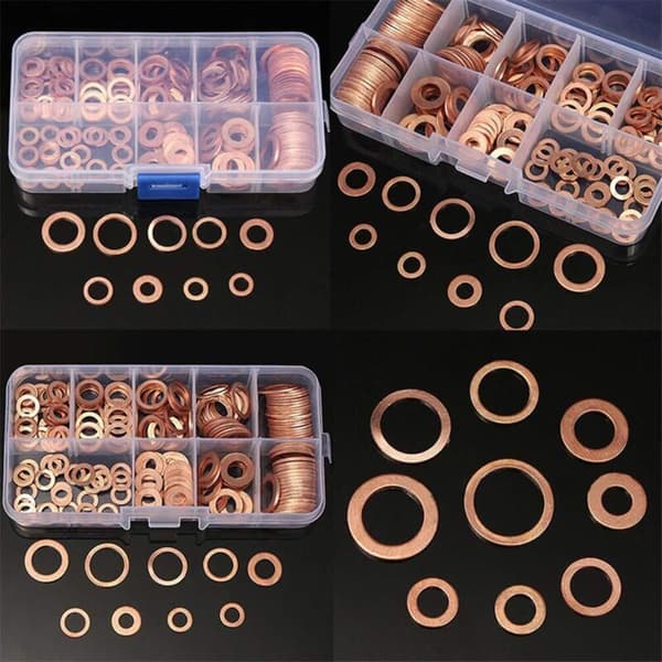 200 st kopparpackningar, platt ring, dräneringsplugg, packning, tätning, biltillbehör