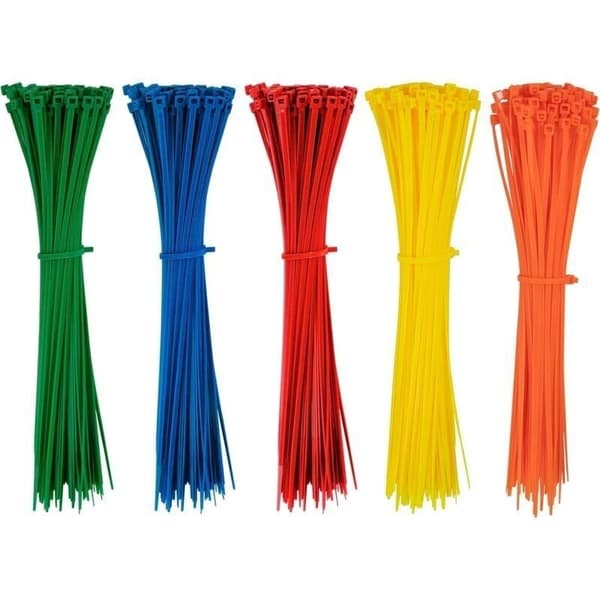 AIMOONSA 500 Stykker Farvede Plastikkabelbindere 200 mm x 2,8 mm Selvlåsende Nylon Elektriske Kabelbindere til Havekabelstyring