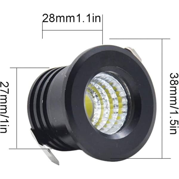 Sæt med 6 Mini Indbyggede LED Loftspots, Sort, Mini LED Spots til Skabsloftbelysning. 3W. Varm Hvid - AIMOONSA
