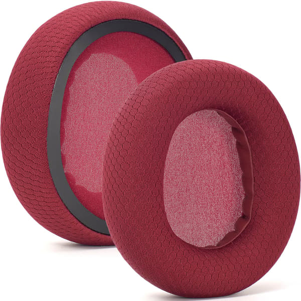 2-pack Ear Cushions Compatible with SteelSeries Arctis Nova Pro, Nova 7, 3, 1 - Football Mesh and Memory Foam Red