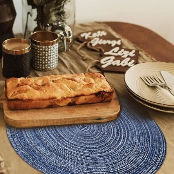 (Blå) Bordsunderlägg - Ej specificerat - Set om 6 - Runt - 38 cm - Halkfritt - Tvättbart