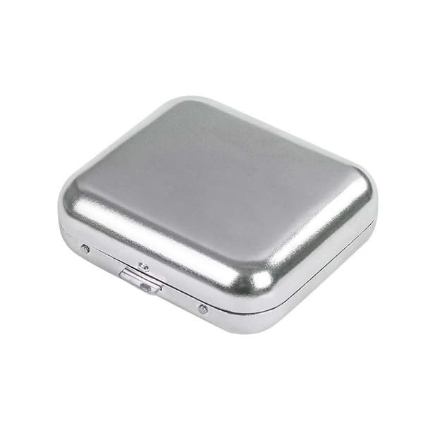 Square Mini Pocket Ashtray - Portable Metal Ash Container Silver