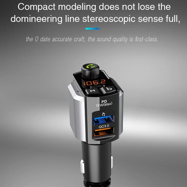 Biladapter Bluetooth-kompatibel USB-port Billaddare 12-24V Strömspänning