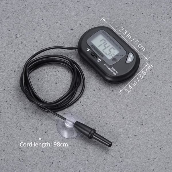 Digital LCD-sugkoppstermometer för akvarium/terrarium (svart) - 2 delar