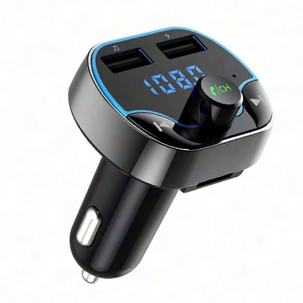 Dobbel USB Billader med Bluetooth MP3-spiller og FM-sender for Håndfrie Samtaler