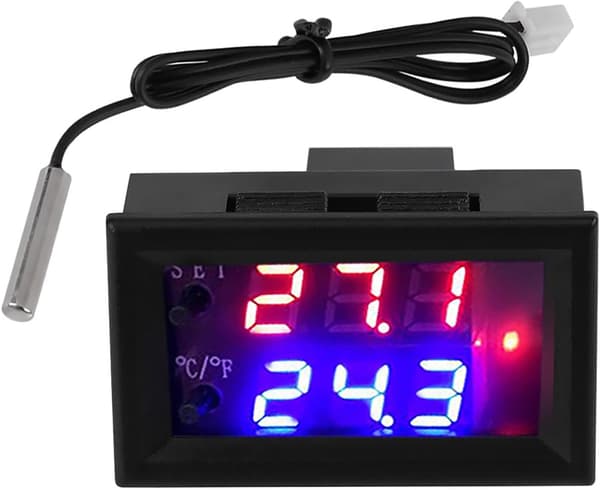 DC 12V Digital Termostat All-Purpose Digital Temperaturregulator med Sensor, Temperaturmålingsområde: - 50℃~110℃